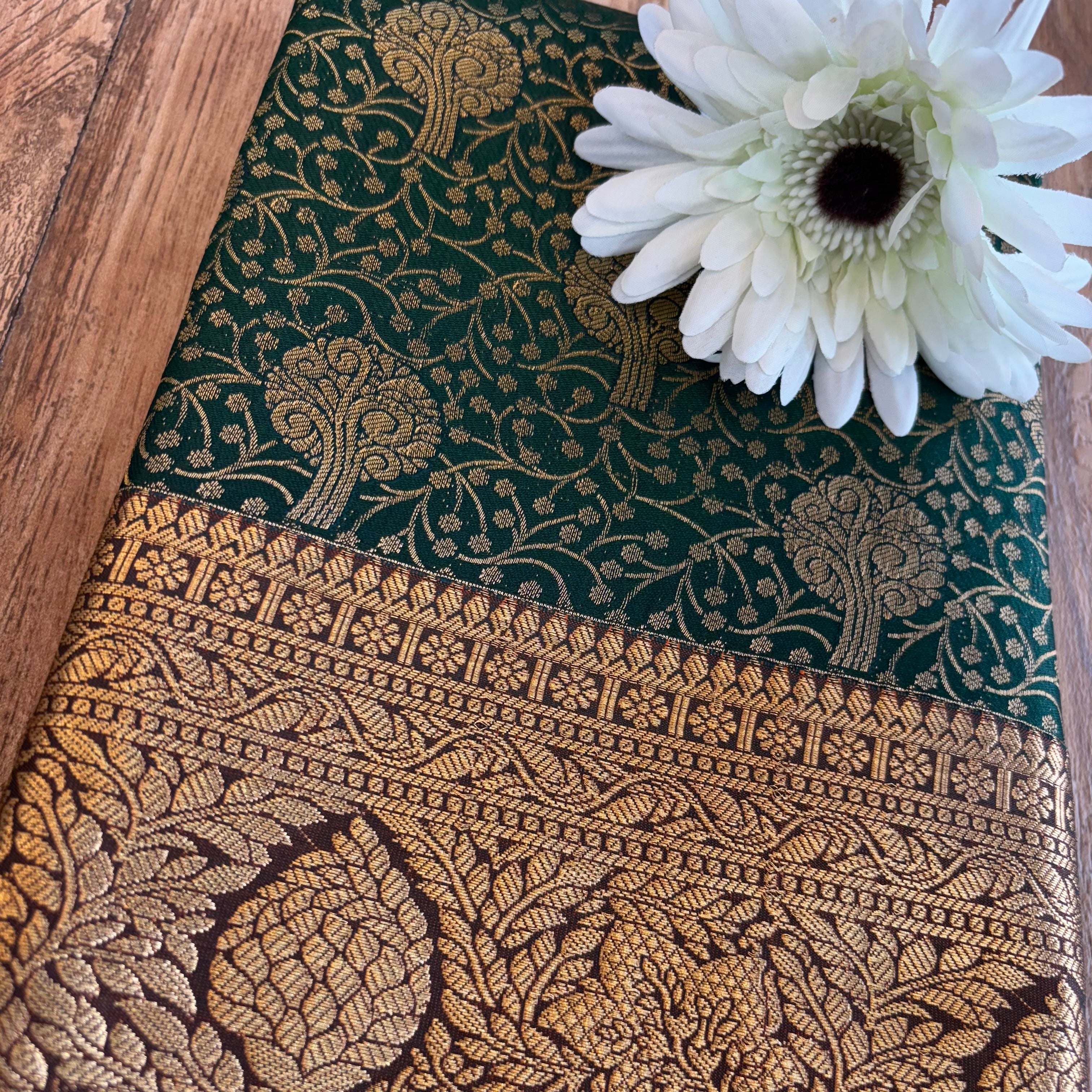 Kanchi Vaidehi beautiful bottle green silk saree