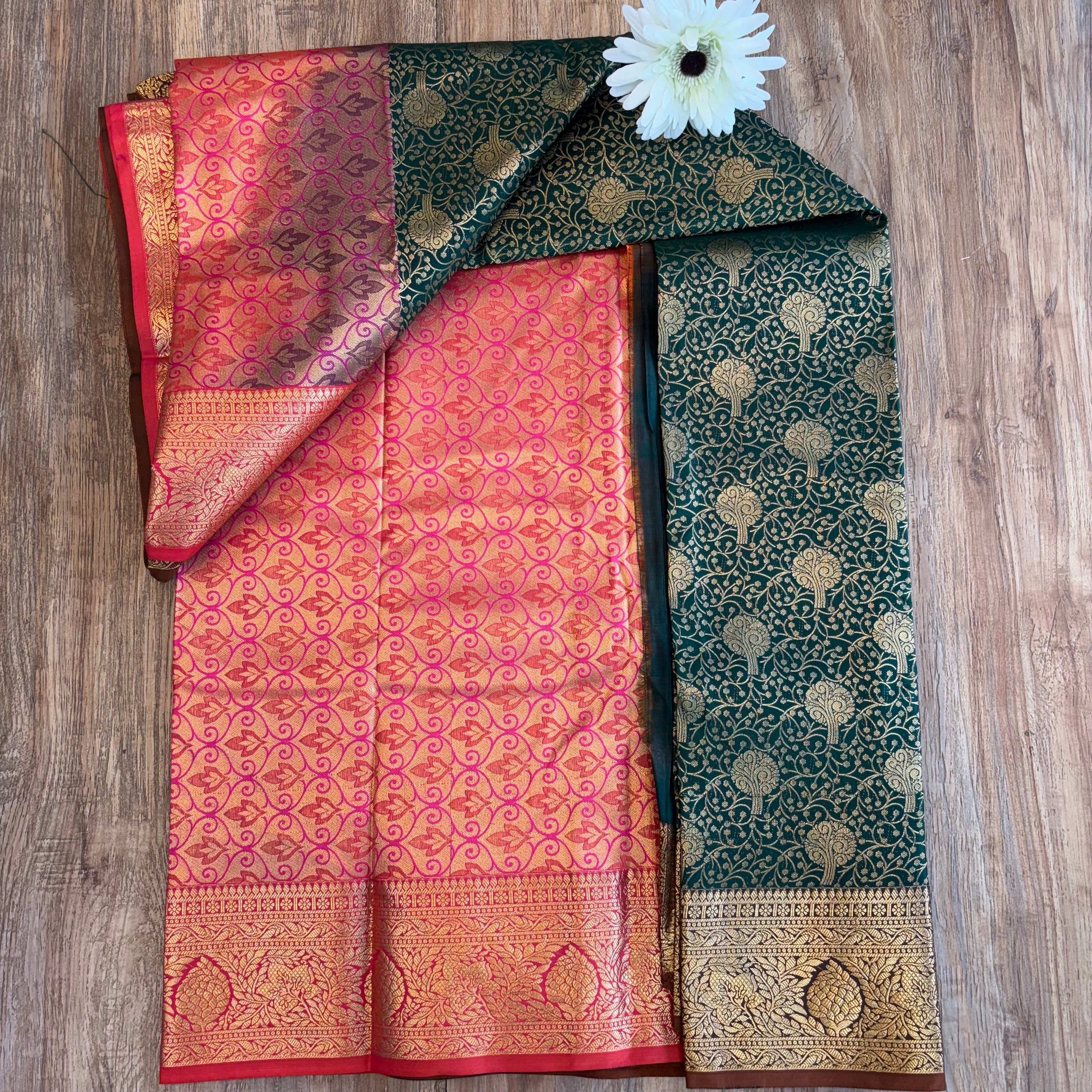Kanchi Vaidehi beautiful bottle green silk saree