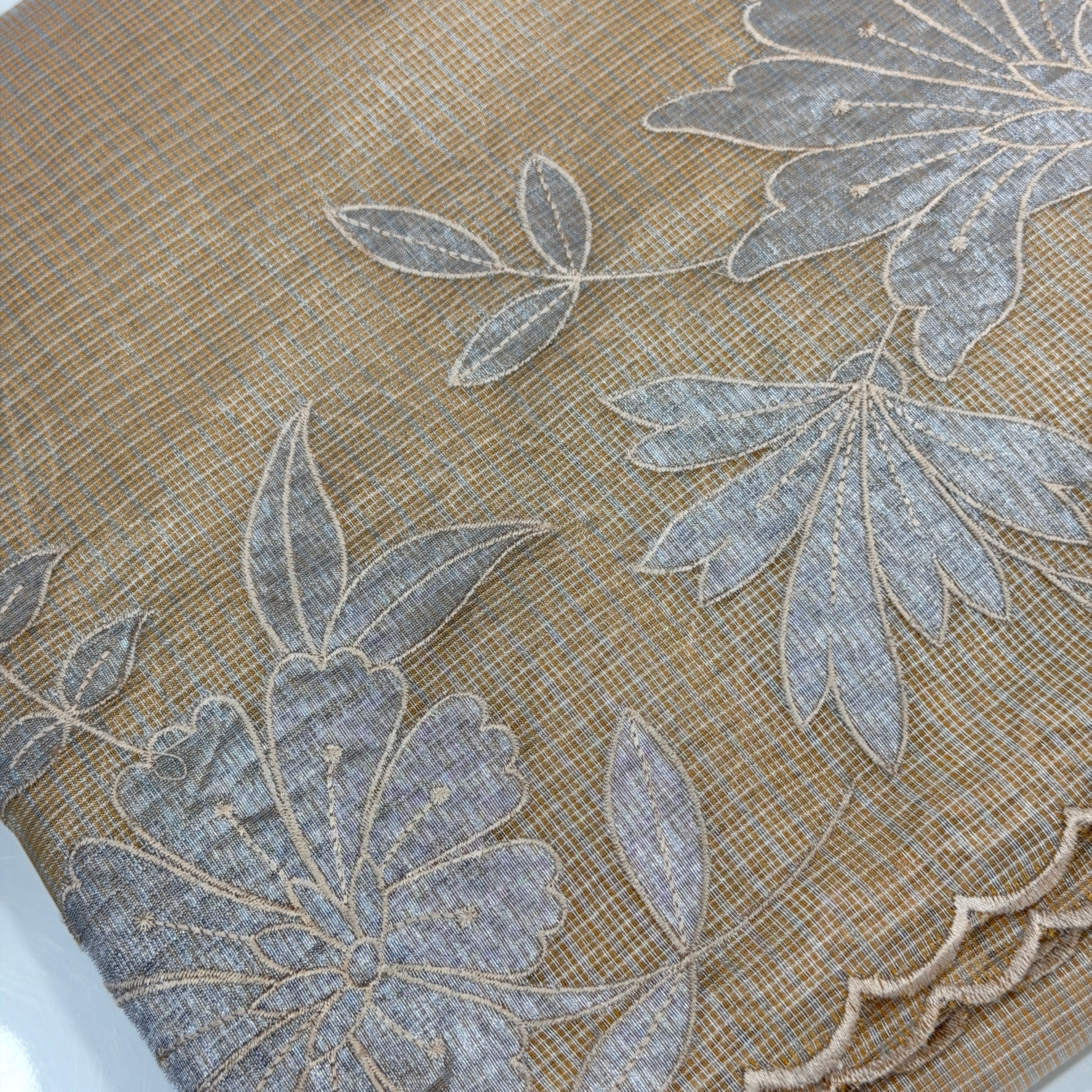 Organza with applic work