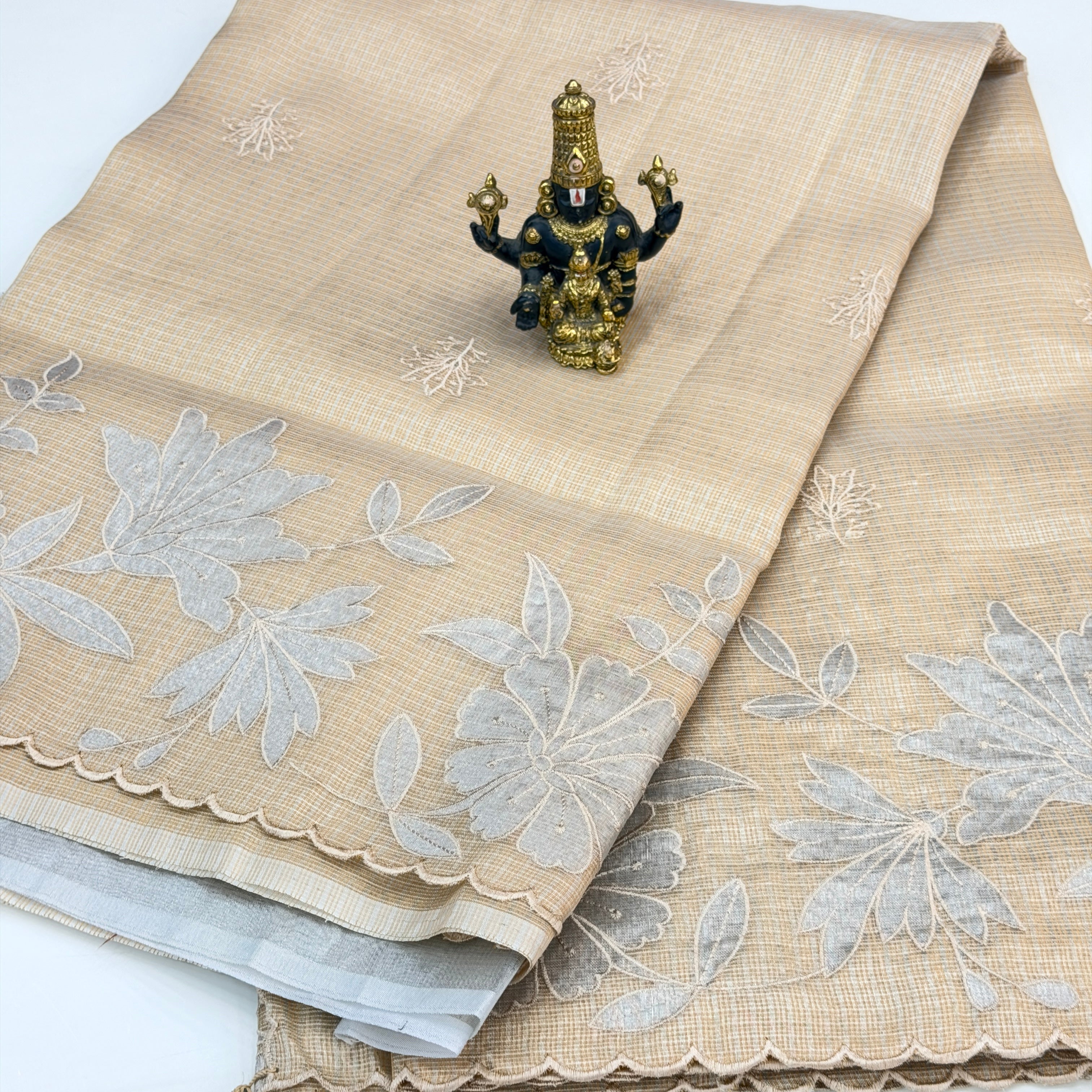 Organza with applic work